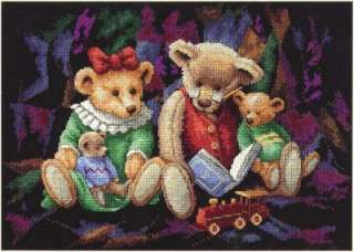 Bear Family Reading Time Cross Stitch Pattern  