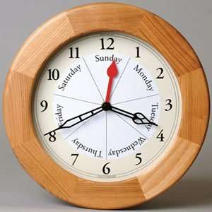  Contemporary Style Day And Time Oak Clock 