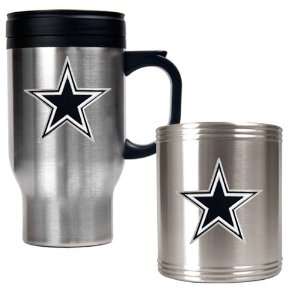  Dallas Cowboys NFL Travel Mug & Stainless Can Holder Set 