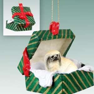  Pekingese Green Gift Box Dog Ornament