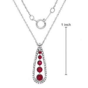 NWT Diamond & Ruby Necklace .60CTW 10K White Gold 18 IN  