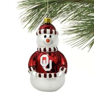  Oklahoma Sooners Blown Glass Snowman Ornament