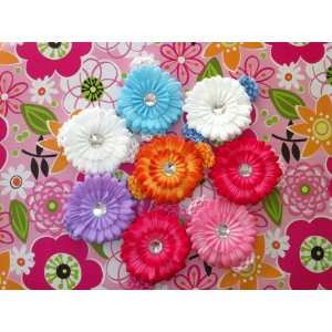 Large Gerber Daisy Flower Hair Clip Bows With Soft Stretch Crochet 
