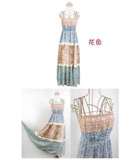 Japan style fashion sweet flowers chiffon long dress  