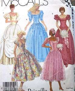 Vtg 80s formal gown pattern prom dress bridesmaid puff sleeve sz 10 12 
