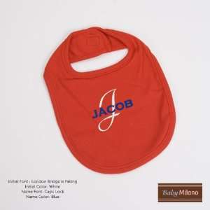   Personalized Red Baby Bib with Name and Initial by Baby Milano. Baby