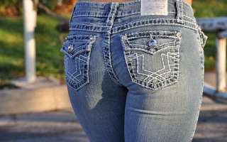 LA Idol jeans SZ 1 13 DARK BLUE white stitching BOOT CUT FAST SHIPPING 