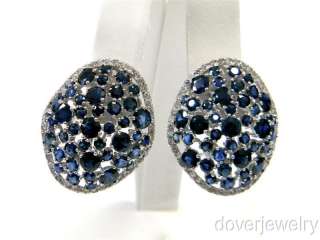 20.28 ct Diamond 18K White Gold Sapphire Large Earrings NR  