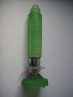 Rare 1930s VINTAGE Art Deco Green Satin Glass Boudoir Lamp  