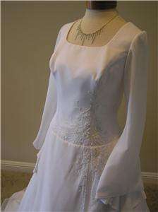 NEW Bonny Modest Renaissance wedding dress bridal chiffon gown size 14 