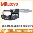 Mitutoyo Digital Micrometer 293 340 0 25 X 0.001mm/1