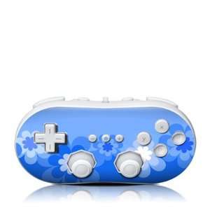  Retro Flowers Blue Design Skin Decal Sticker for the Wii 