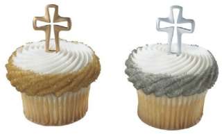 Cross cupcake rings & pics,Cross Balloons in Silver & Gold,Cake Cross 