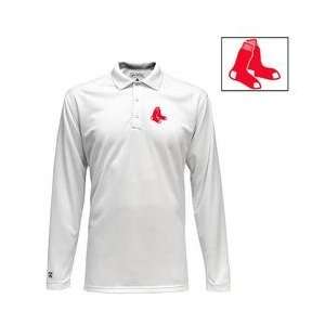 Boston Red Sox Long Sleeve Victor Polo by Antigua   White 