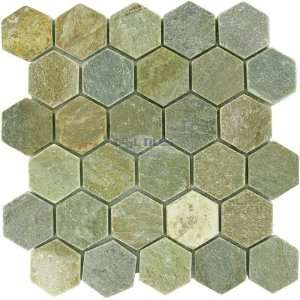  Majesta tiles   quartz hexagon tile in gold gray tumbled 