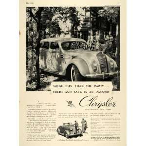  1936 Ad Chrysler Detroit Six Coupe Vehicle Woods Cabin 
