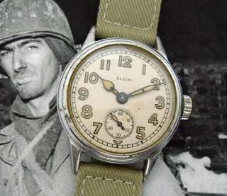   Antique Original WWII Elgin Military Ordnance Wristwatch   SERVICED