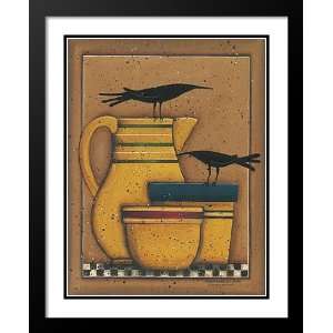 Tonya Crawford Framed and Double Matted Art 25x29 Crows Yellow Ware 