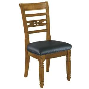  Montague Side Chair Black Leather Oak