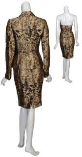 ESCADA Metallic Gold 2pc Jacket Suit Dress 36 6 NEW  