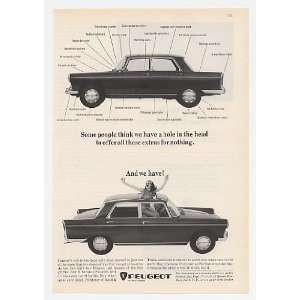  1966 Peugeot Hole in Head Extras for Nothing Print Ad 