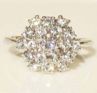   swarovski crystal flower white gold GP promise engagement wedding ring