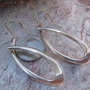 Sterling Silver Twisted Loop Hand Stamped french loop earrings.