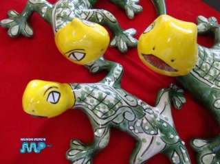 Talavera Ceramic Iguana 3PC Set Very Lifelike Decor Art  