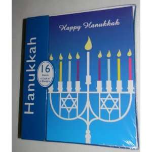  Happy Hanukkah Box of 16 Cards (4 Each of 4 Designs 