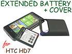 2600mAh Extended Battery w/ Back Door Cover Black for HTC HD7 WP7 