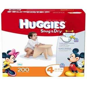 NIB Huggies Snug & Dry Diapers Size 4 200 Count LeakLock Protection 