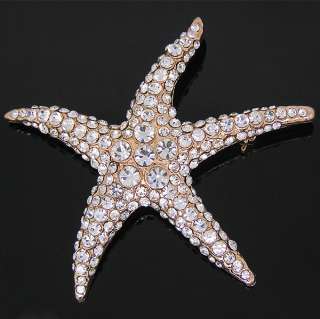 Starfish Brooch Pin W Swarovski Crystals P142  