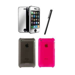  4 in 1 Kit for iphone 3G/3Gs 2 Crystal Flex cases (Black 