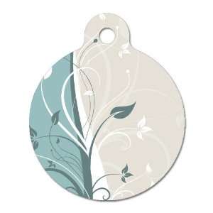  Tan Floral   Pet ID Tag, 2 Sided Full Color, 4 Lines 