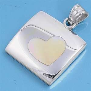  Sterling Silver 29mm Yellow Mother of Pearl Square Shaped 