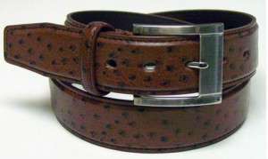 New Mens Med Brown Ostrich Leather Jean Casual Belt MBN  