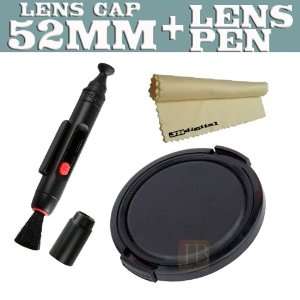  52mm Lens Cap for Canon Olympus Nikon + Lens Pen Cleaning 