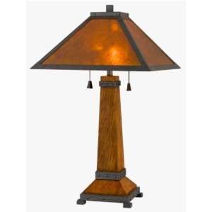    27 Mission Real Amber Mica Shade Table Desk Lamp
