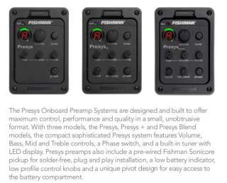   Presys + 3 Band EQ Built in Tuner Preamp System for Acoustic Guitar