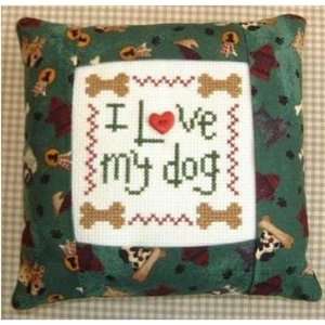  I Love my Dog Pillow Kit   Cross Stitch Kit Arts, Crafts 