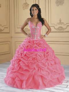 Pink Quinceanera Wedding Evening Dress Prom Ball Gowns  