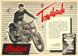 1955 Indian Tomahawk Motorcycle Original Ad  