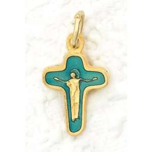  50 Mary with Jesus Gold Plated Enamel Teal