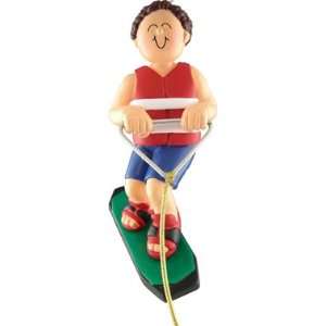  Brown Hair Male Wakeboarder Christmas Ornaments Sports 