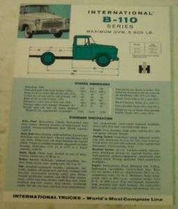 IH International 1959 B 110 Series Truck Sales Brochure  