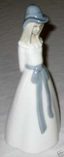 White Blue Girl Porceval Figurine   Pintago Mano  Spain  