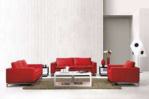 MANHATTAN Modern Italian Leather Living Room Set Red  