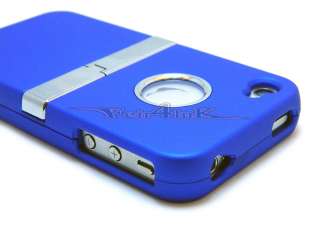   HARD CASE COVER WITH CHROME STAND RUBBERIZED IPHONE 4 4S 4G S  