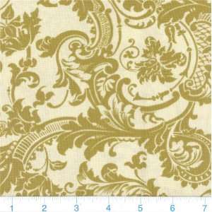  45 Wide The Remy Collection Floral Paisley Olive Fabric 