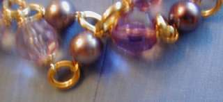 KENNETH JAY LANE PARISIAN GOLD TONE FAUX PEARL AND FACETED CRYSTAL 
